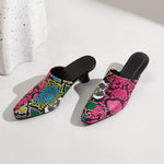 Pink Snakeskin Mules - Vignette | Snakes Store