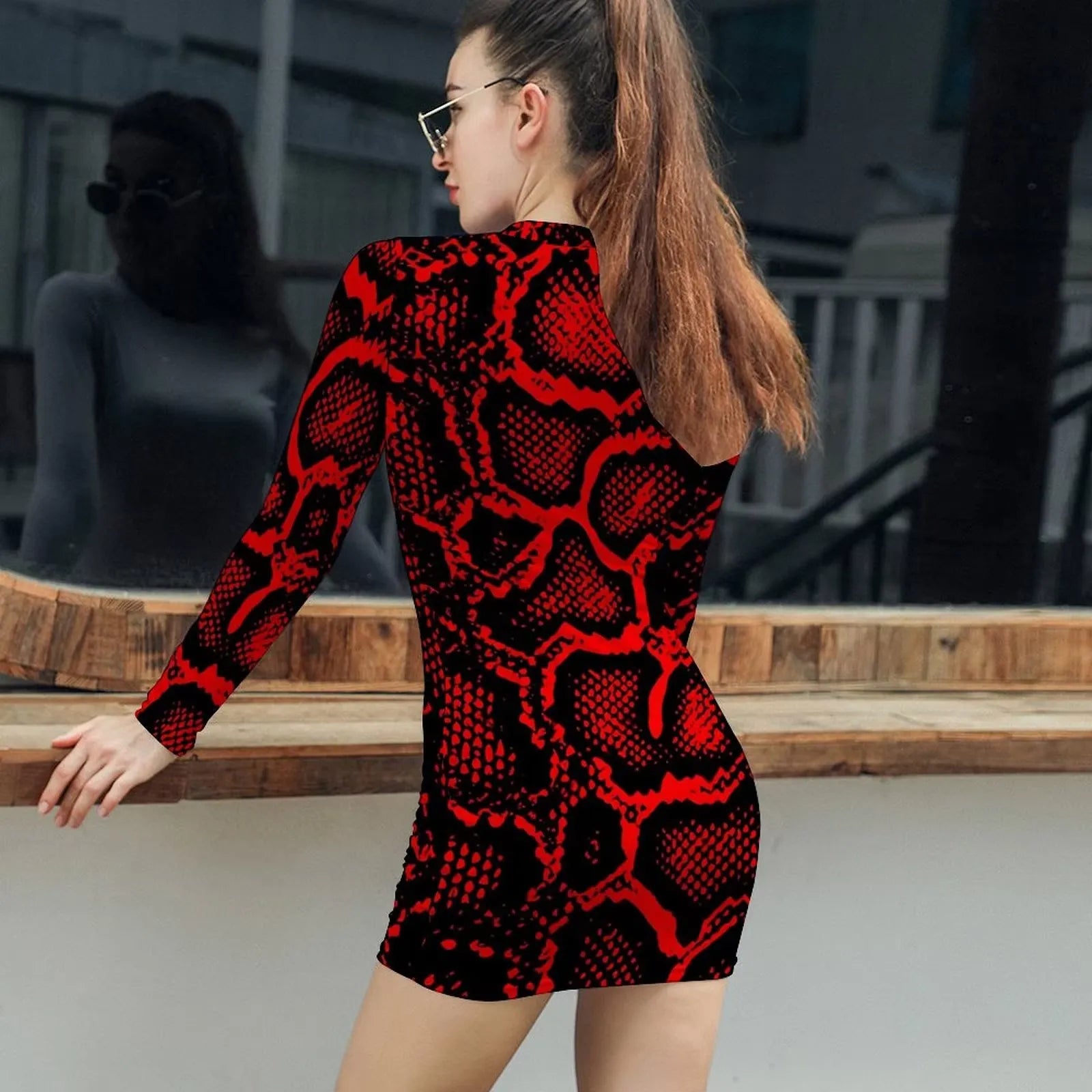 Snake print dress red discount