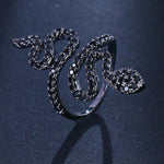 Black and White Diamond Snake Ring - Vignette | Snakes Store