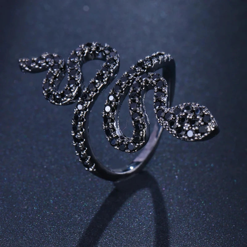 Black and White Diamond Snake Ring Snakes Store