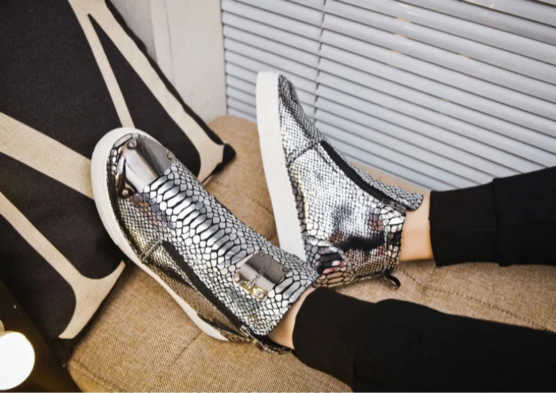 Silver Snakeskin Sneakers Snakes Store