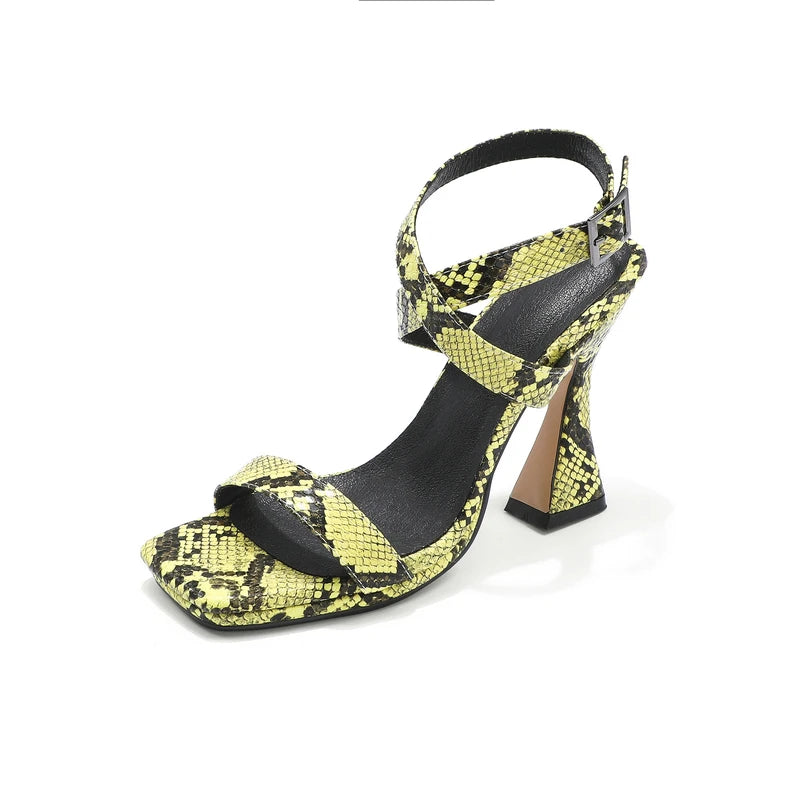 Snakeskin Strappy Heels Yellow Snakes Store