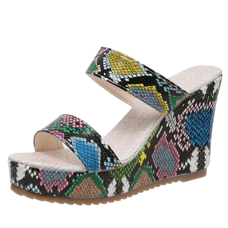 Snakeskin Platform Wedges Green Snakes Store