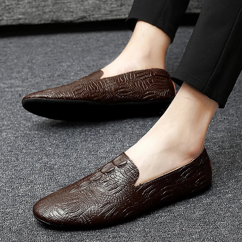 Snake Leather Loafers Brown Split Leather Snakes Store