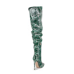 Green Snakeskin Thigh High Boots - Vignette | Snakes Store