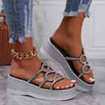 Grey Snakeskin Wedges - Vignette | Snakes Store