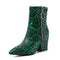 Green Snake Print Booties Green PU Leather Snakes Store