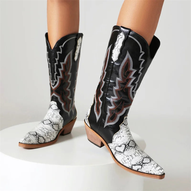 Womens Snake Print Cowboy Boots Snakes Store