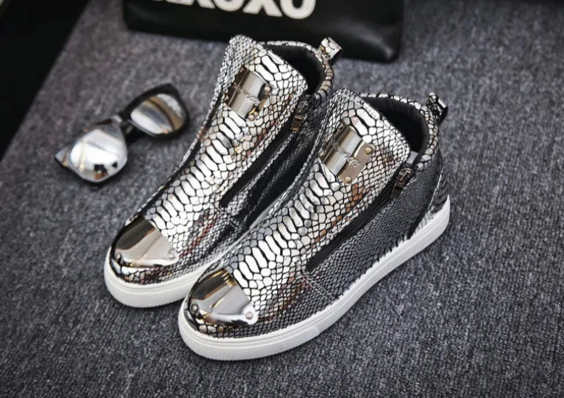 Silver Snakeskin Sneakers Snakes Store