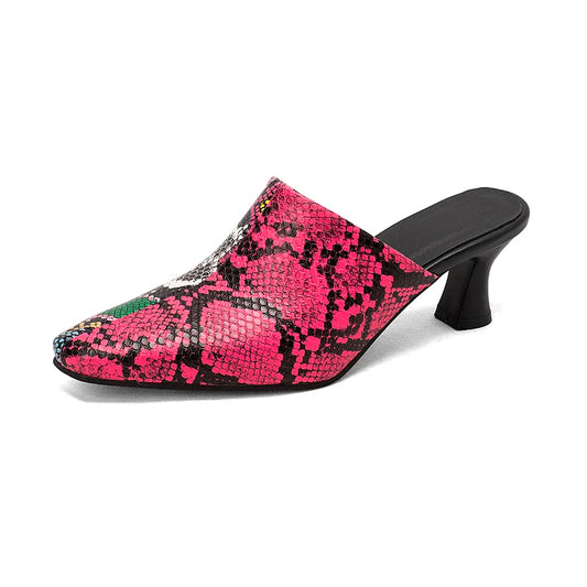 Pink Snakeskin Mules Snakes Store