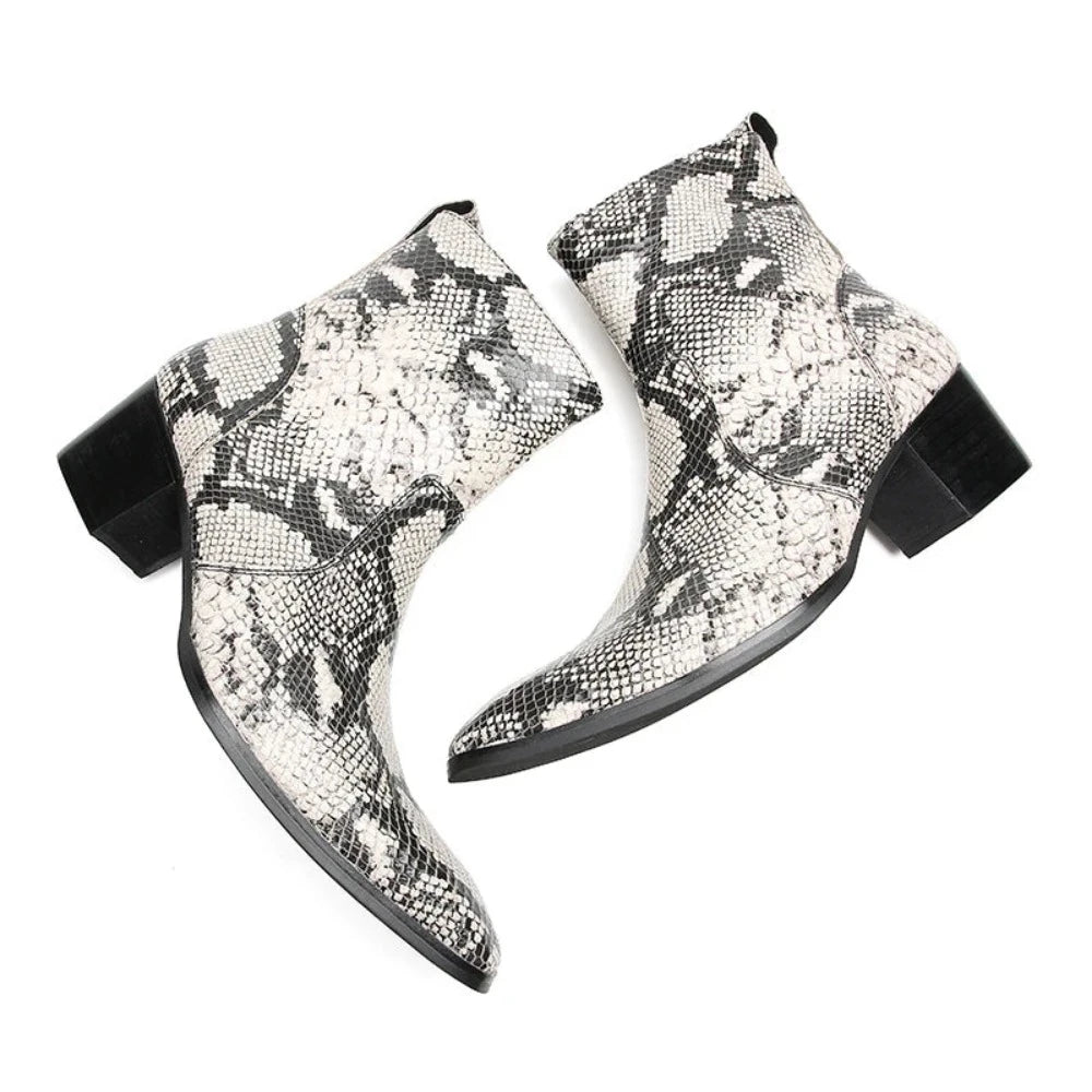 Black And White Snakeskin Boots