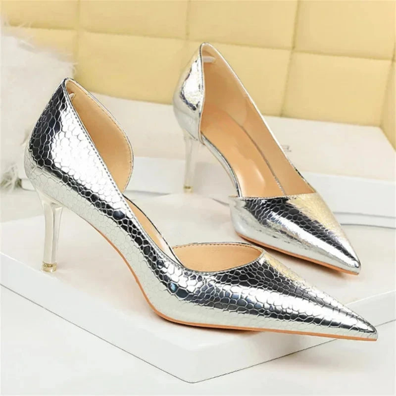 Silver Snakeskin Pumps Snakes Store