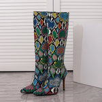 Colorful Snakeskin Knee High Boots - Vignette | Snakes Store