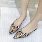 Brown Snakeskin Flat Mules - Vignette | Snakes Store