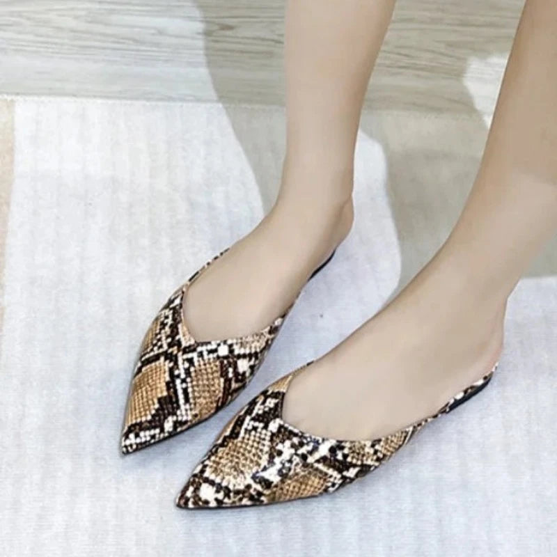 Brown Snakeskin Flat Mules Snakes Store