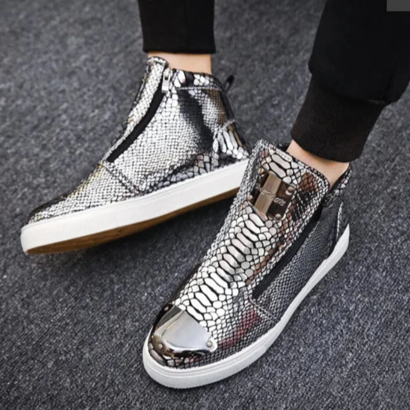 Silver Snakeskin Sneakers Snakes Store