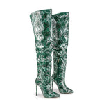 Green Snakeskin Thigh High Boots - Vignette | Snakes Store