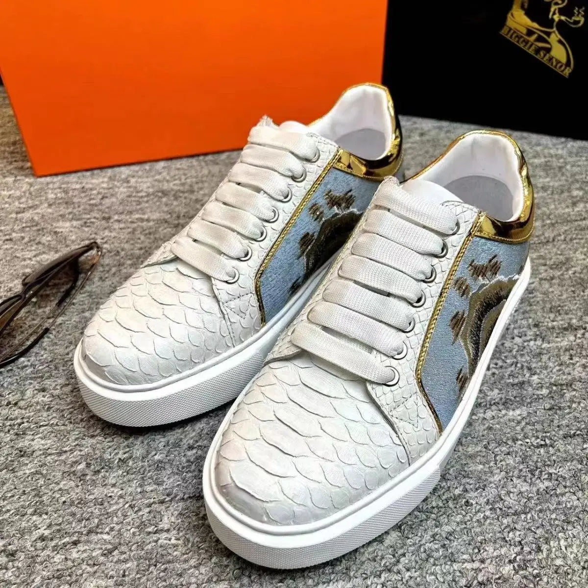 Snake Leather Sneakers White Snakes Store