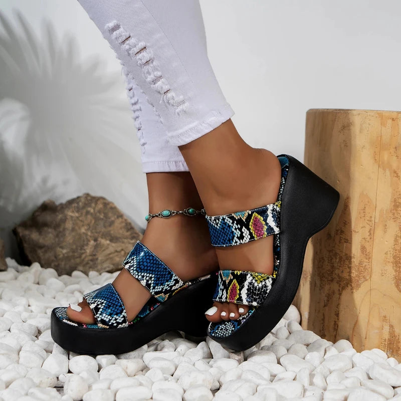 Multicolor Snakeskin Wedges Snakes Store