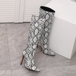 Faux Snakeskin Knee High Boots - Vignette | Snakes Store