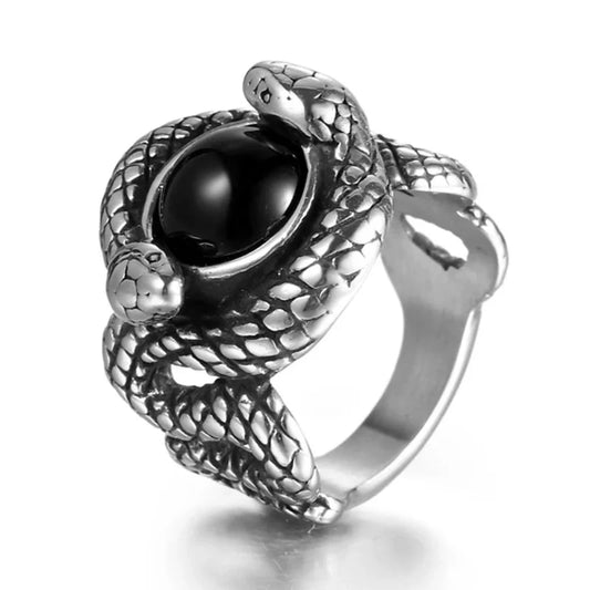 Vintage Double Snake Ring Black 316L Stainless Steel Snakes Store