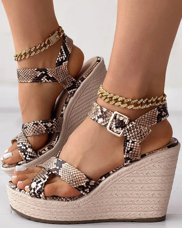 Brown Snakeskin Wedges Snakes Store