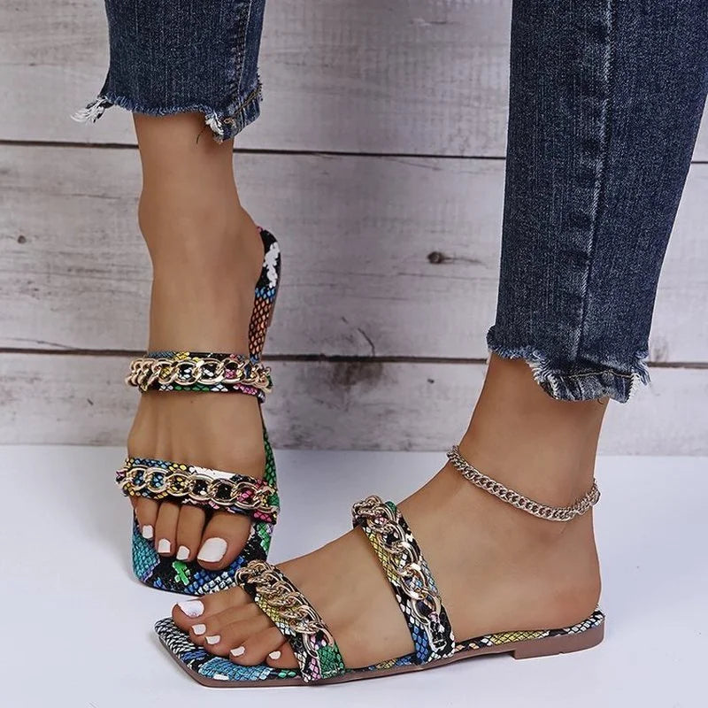 Snakeskin Two Strap Sandals Snakes Store