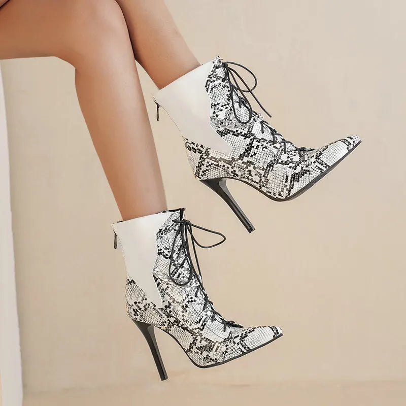 Snakeskin Stiletto Booties Snakes Store