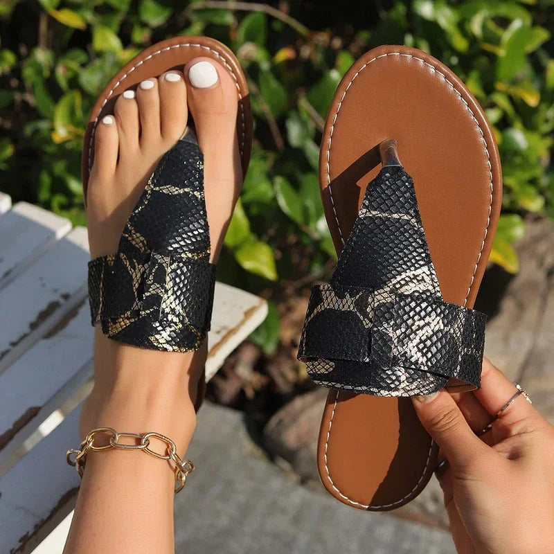 Black Snakeskin Flip Flop Snakes Store