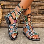 Snake Print Lace Up Sandals - Vignette | Snakes Store