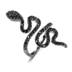 Black and White Diamond Snake Ring - Vignette | Snakes Store