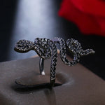 Black and White Diamond Snake Ring - Vignette | Snakes Store