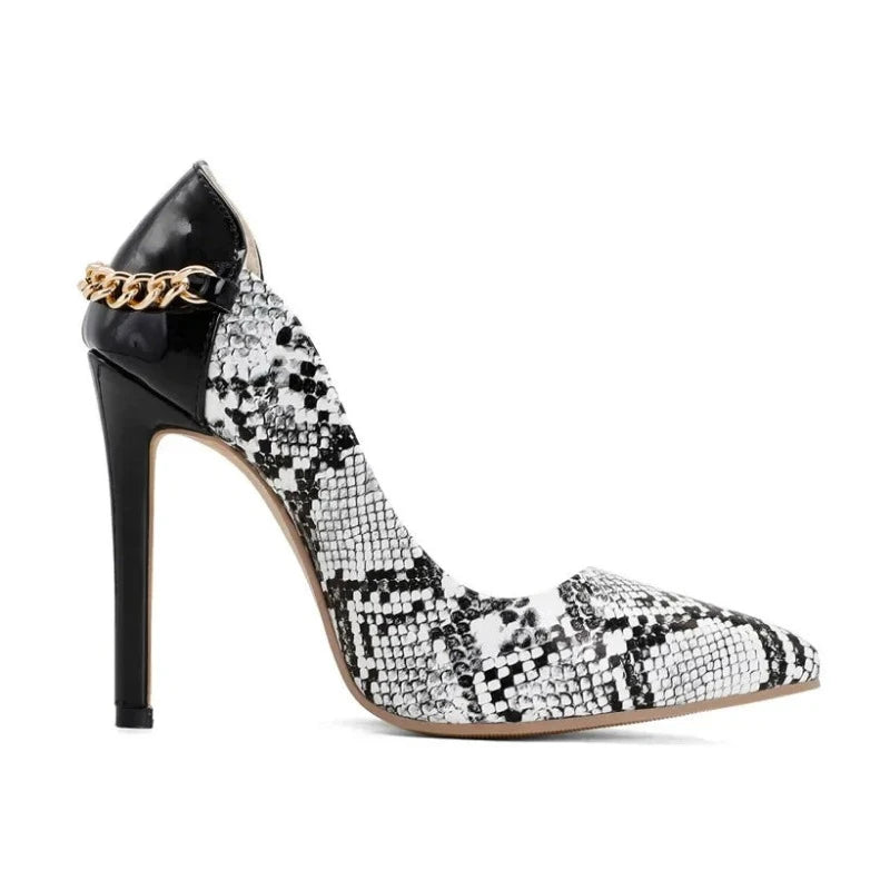 Black and White Snakeskin Pumps Snakes Store