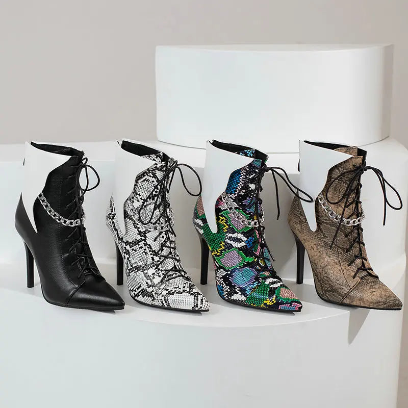 Snakeskin Stiletto Booties Snakes Store