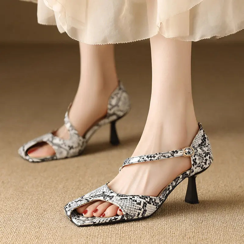 Snakeskin Sandals Low Heel Snakes Store