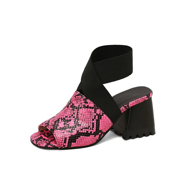 Peep Toe Snakeskin Heels Pink Snakes Store