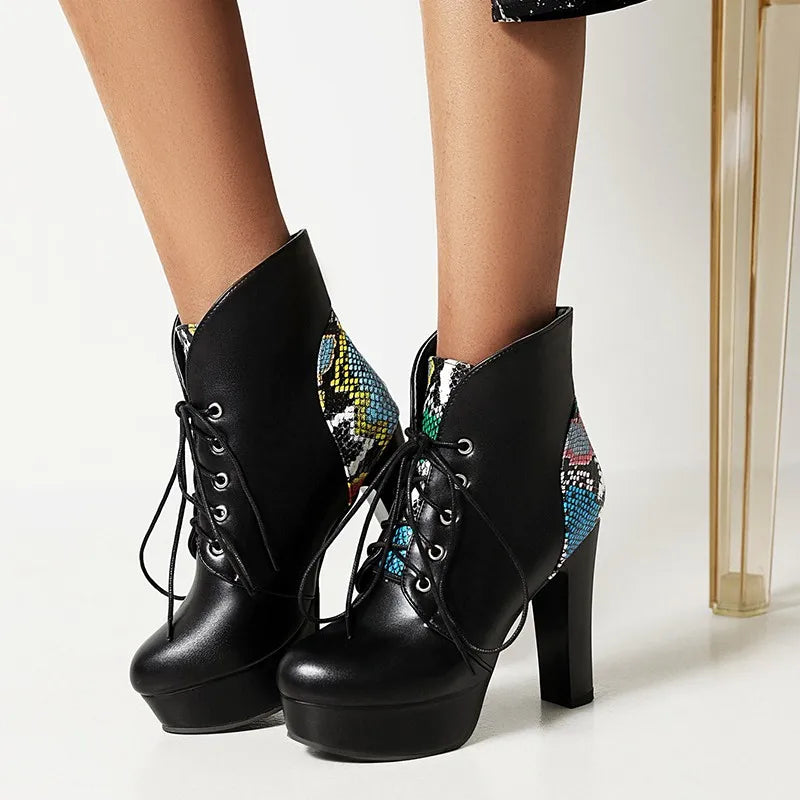 Snakeskin Platform Booties Snakes Store