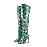 Green Snakeskin Thigh High Boots - Vignette | Snakes Store