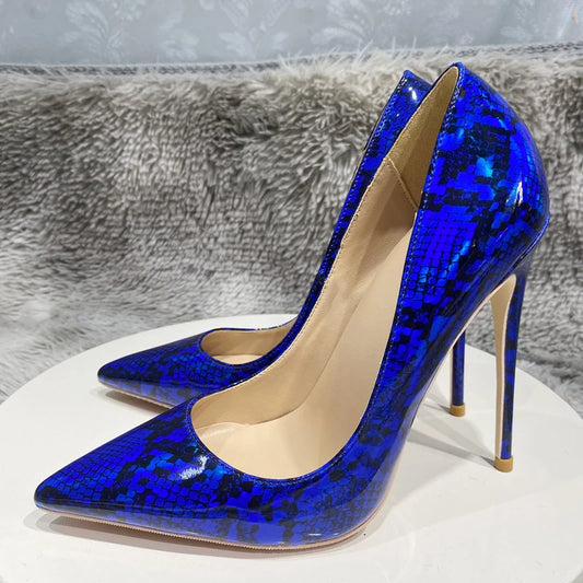 Blue Snake Skin Pumps