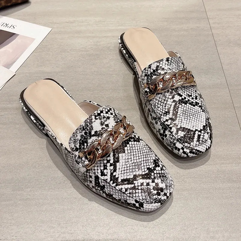 Snakeskin Flat Mules Snakes Store