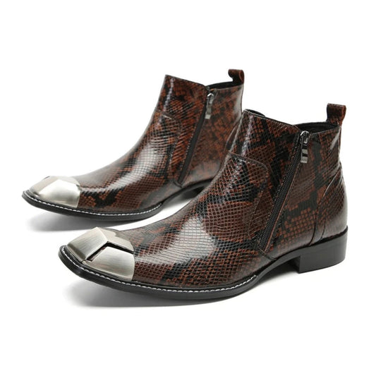 Brown Snake Print Boots