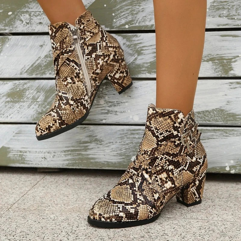 Buckle Snakeskin Booties Snakes Store