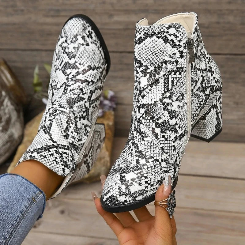 Buckle Snakeskin Booties Snakes Store