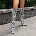 Faux Snakeskin Knee High Boots - Vignette | Snakes Store