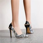 Black and White Snakeskin Pumps - Vignette | Snakes Store