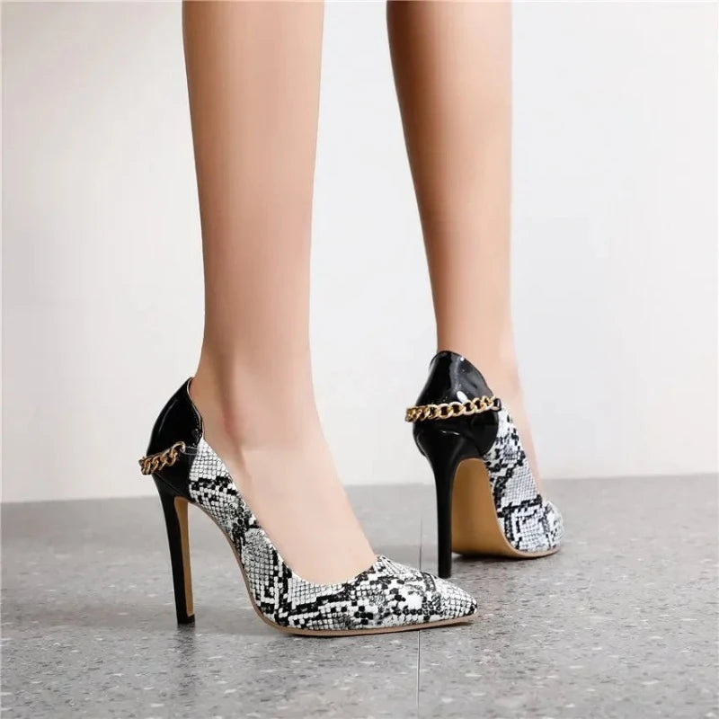 Black and White Snakeskin Pumps Snakes Store