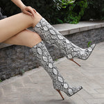 Faux Snakeskin Knee High Boots - Vignette | Snakes Store