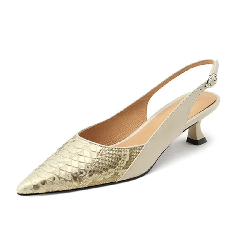 Snakeskin Kitten Heels Beige Snakes Store