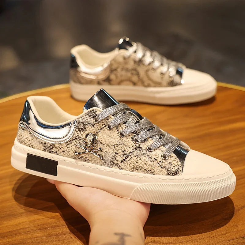 Snakeskin lace up sneakers on sale