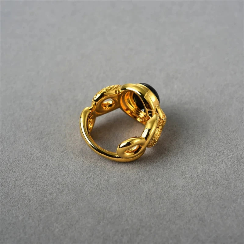 Black and Gold Snake Ring Snakes Store